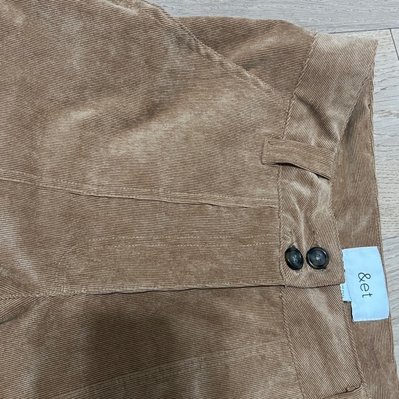 Women's Tan Corduroy Wide Leg Cropped Pants - Picture 7 of 7